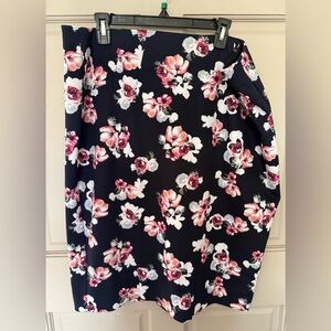 Floral Black Scuba Skirt
